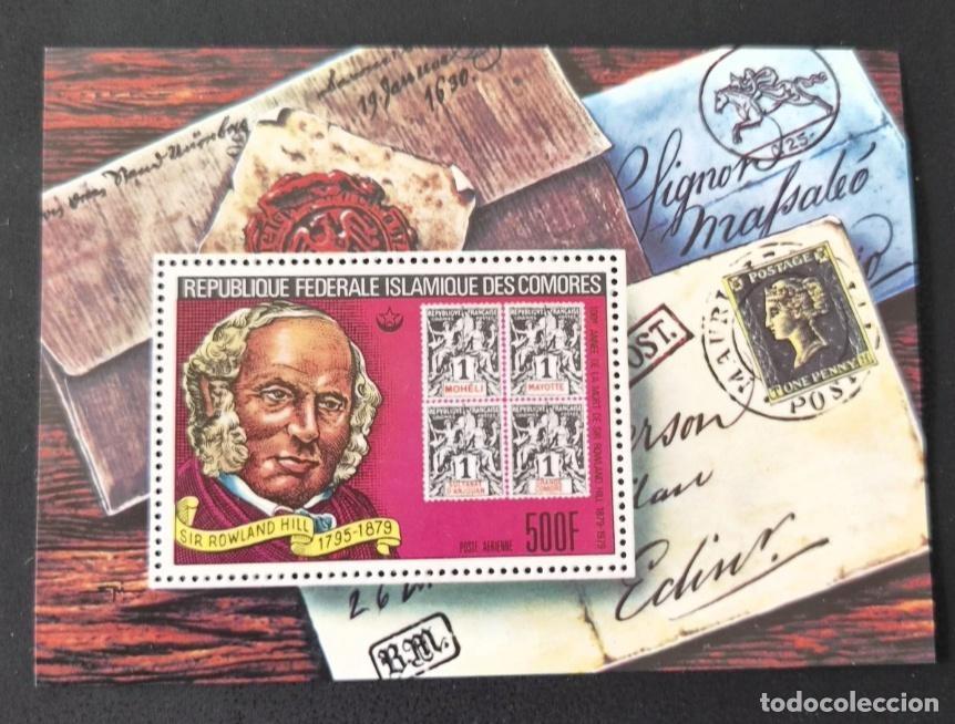 Sellos: Comoras 1979 Mi. Bl. 191A Sir Rowland Hill Penny Black correo