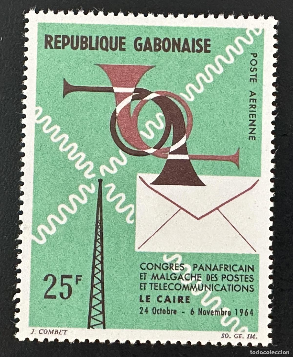 Sellos: Gab&oacute;n 1964 Mi. 208 Congreso Panafricano de Telecomunicaciones El Cairo