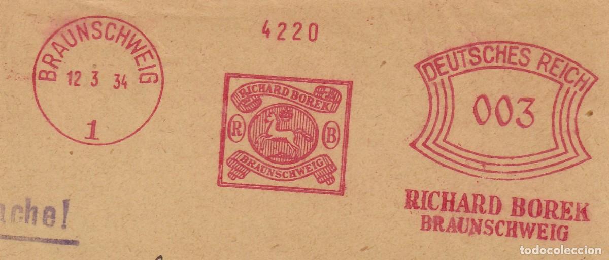 Sellos: Marcofilia - Recorte Franqueo Mec&aacute;nico Filatelia Richard Borek - Imperio alem&aacute;n 1934 Deutsches Reich