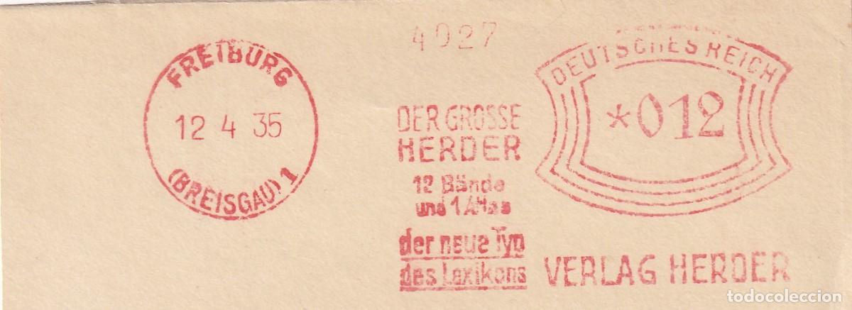 Sellos: Marcofilia - Recorte Franqueo Mec&aacute;nico Enciclopedia Der Gro&szlig;e Herder - Imperio alem&aacute;n 1935 Deutsches