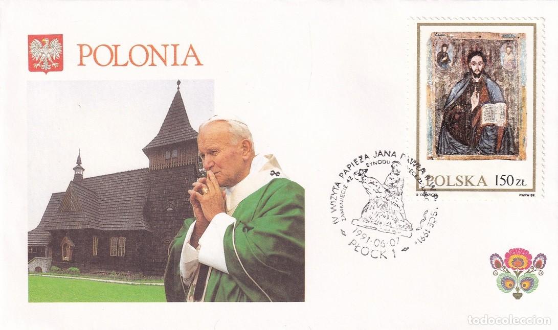Sellos: Sobre Polonia 1991 - IV Visita Papa Juan Pablo II a Polonia (Clausura del S&iacute;nodo Diocesano de Płock)