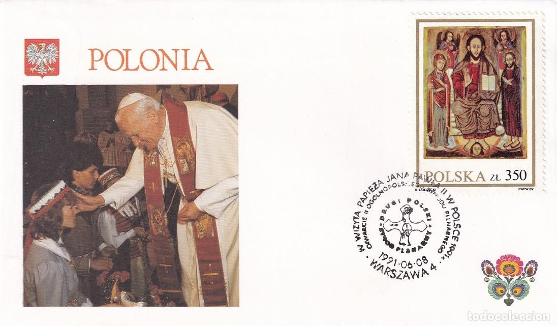 Sellos: Sobre Polonia 1991 - IV Visita Papa Juan Pablo II a Polonia (Apertura 2&ordm; S&iacute;nodo Plenario de Polonia)