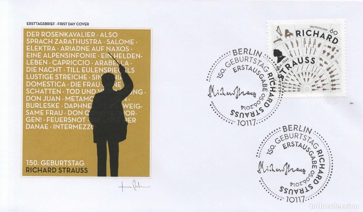 Sellos: ALEMANIA FDC RICHARD STRAUSS MUSICA MUSIC ARTE AUTOGRAFO
