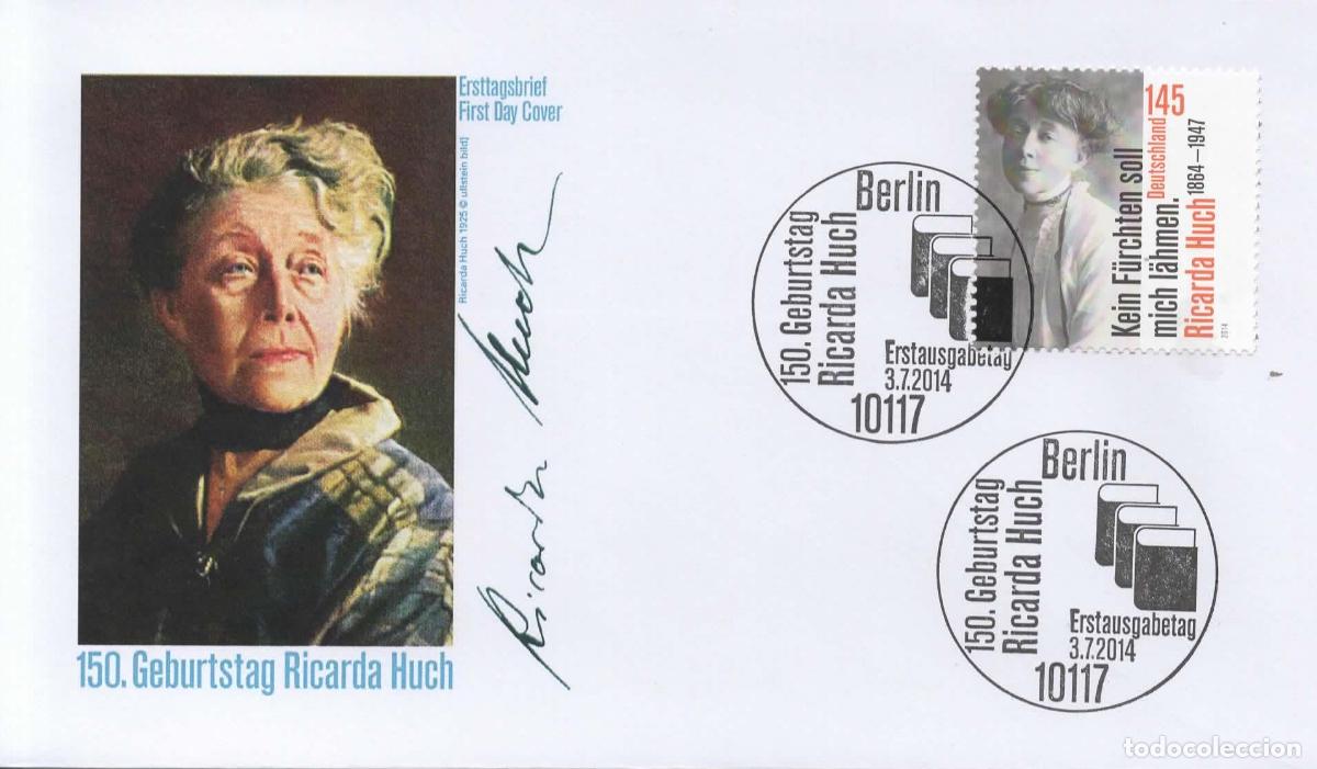 Sellos: ALEMANIA FDC 150 GEBURTSTAG RICARDA HUCH LITERATURA POESIA