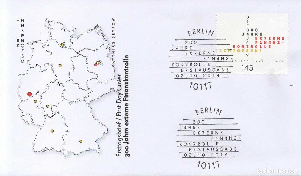 Sellos: ALEMANIA FDC 300 JAHRE EXTERNE FINANZKONTROLLE