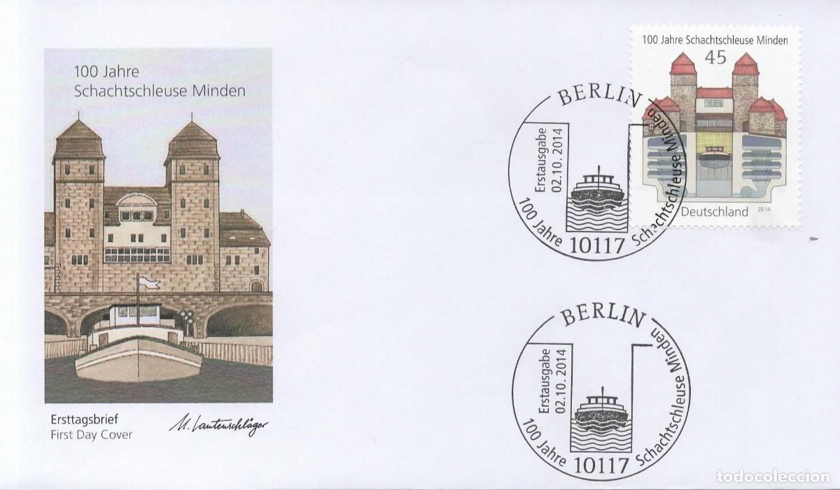 Sellos: ALEMANIA FDC 100 JAHRE SCHACHTSCHLEUSE MINDEN ESCLUSA CANAL