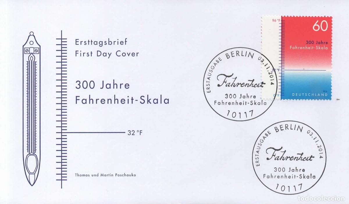 Sellos: ALEMANIA FDC 300 JAHRE FARENHEIT ESCALA TEMPERATURA FISICA CIENCIA