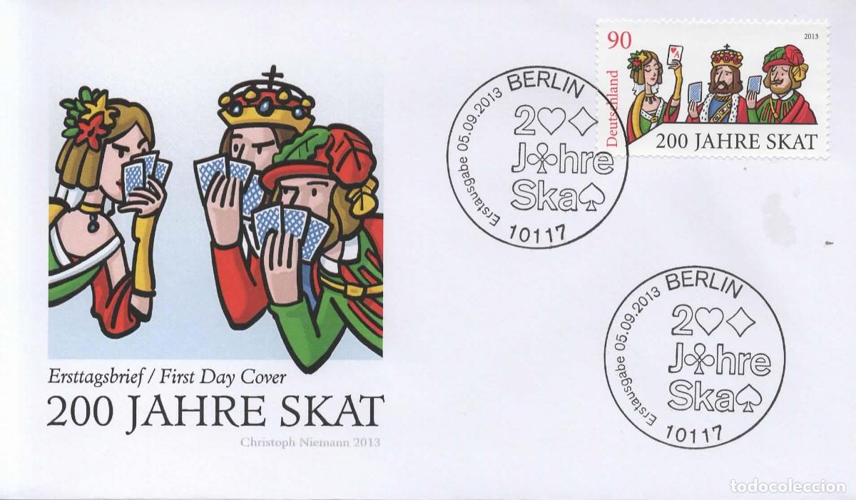 Sellos: ALEMANIA FDC 200 JAHRE SKAT NAIPE PLAYING CARDS