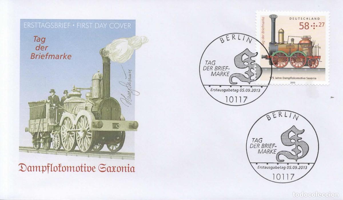 Sellos: ALEMANIA FDC FERROCARRIL RAILWAY TREN LOCOMOTORA VAPOR SAXONIA