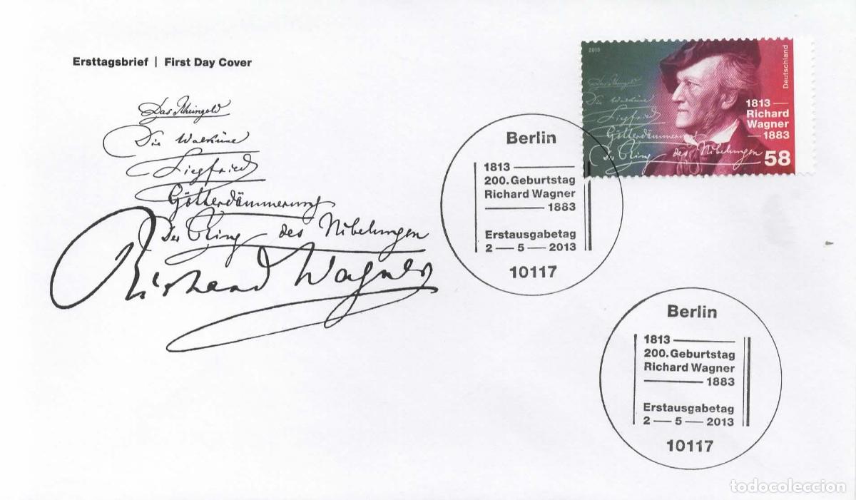 Sellos: ALEMANIA FDC RICHARD WAGNER MUSICA ARTE
