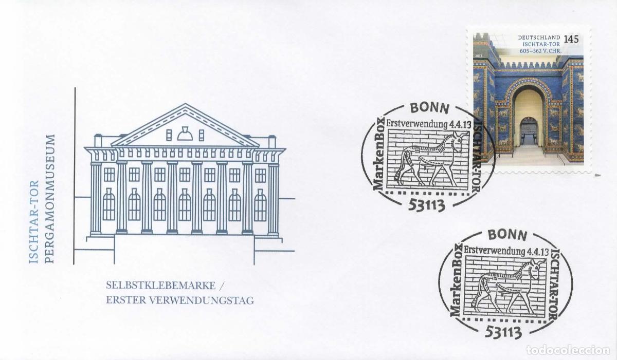 Sellos: ALEMANIA FDC MUSEO DE PERGAMO BERLIN PUERTA DE ISTAR ARTE