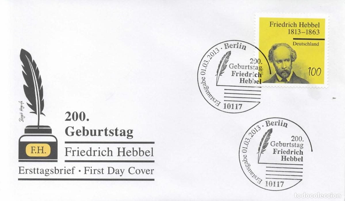 Sellos: ALEMANIA FDC FRIDRICH HEBBEL POESIA TEATRO LITERATURA