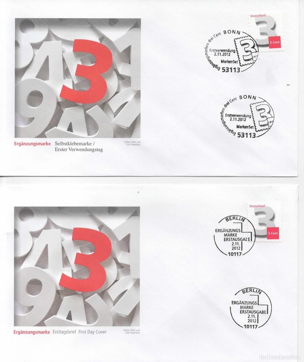 Sellos: ALEMANIA FDC VALOR BASICA 3 CTS MAT BONN BERLIN