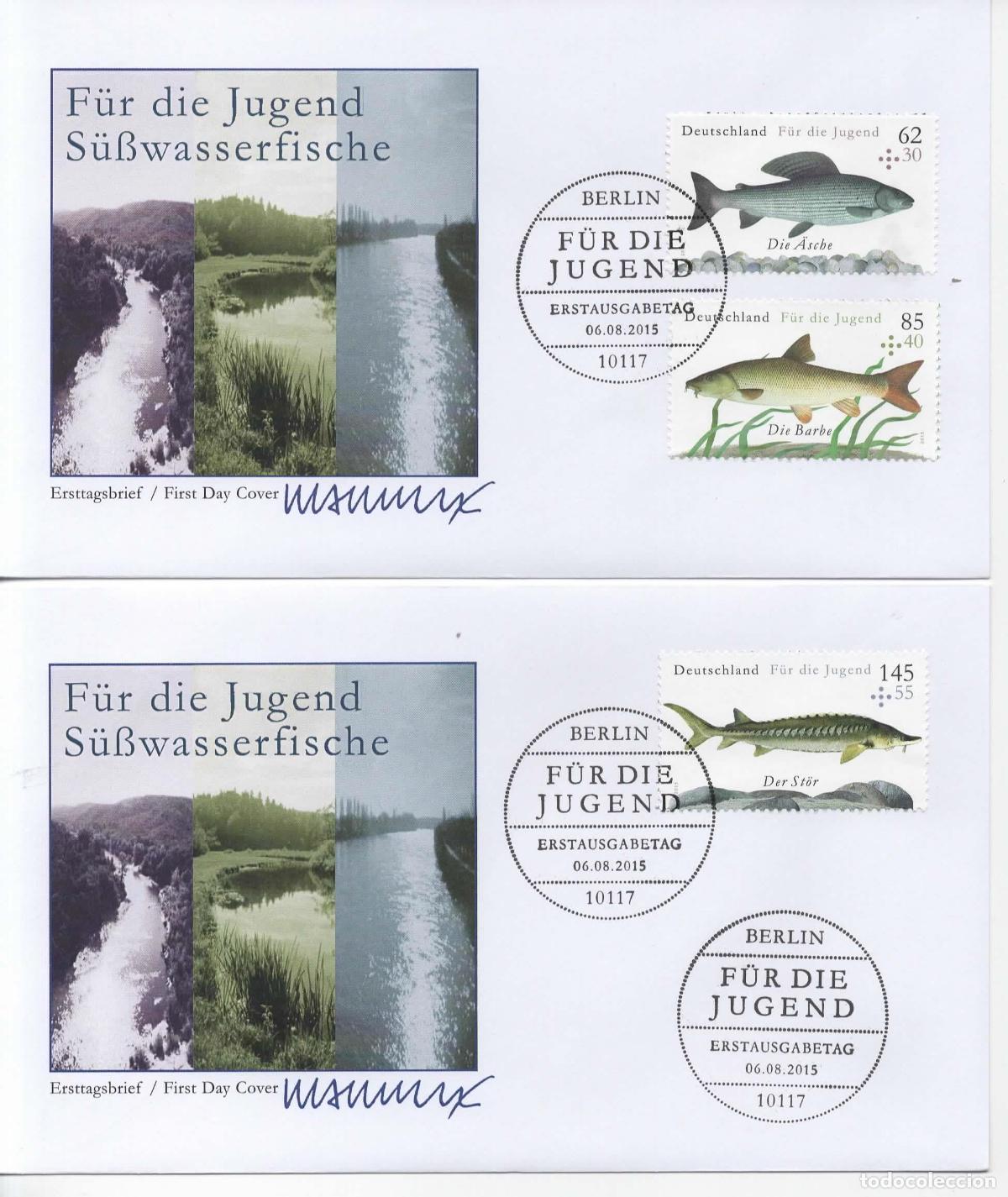 Sellos: ALEMANIA FDC FAUNA MARINA FISH PEZ BARBO