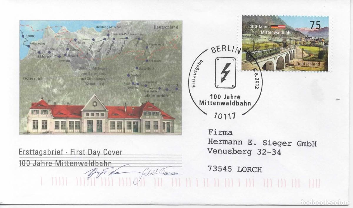 Sellos: ALEMANIA FDC BERLIN MITTENWALDBAHN FERROCARRIL RAILWAY