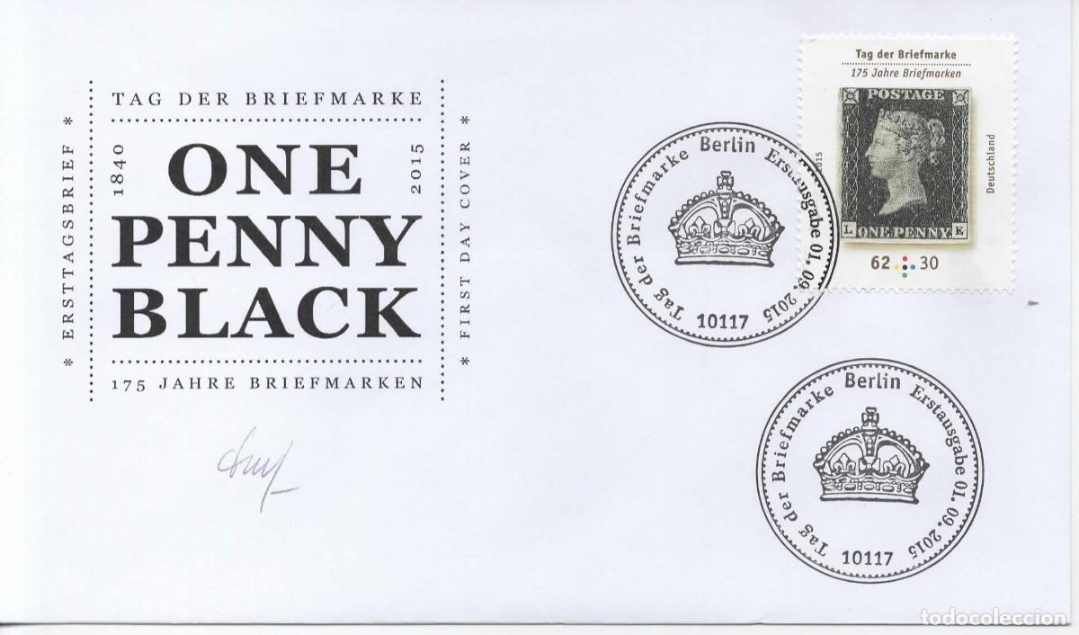 Sellos: ALEMANIA FDC BERLIN 175 A&Ntilde;OS DEL SELLO PENNY BLACK ROWLAND HILL