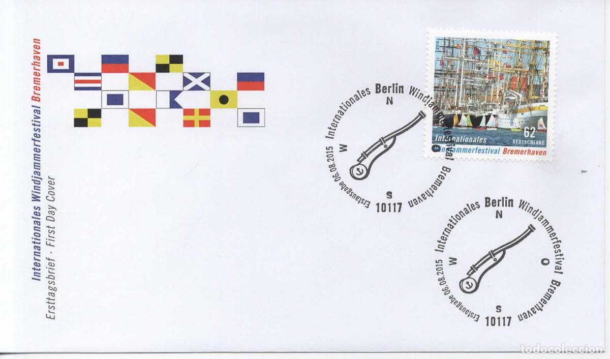 Sellos: ALEMANIA FDC BERLIN FESTIVAL VELEROS TALL SHIP BARCO NAVEGACION