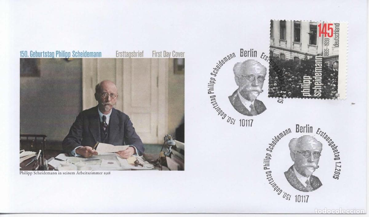 Sellos: ALEMANIA FDC BERLIN PHILIPP SCHEIDEMANN POLITICO WEIMAR