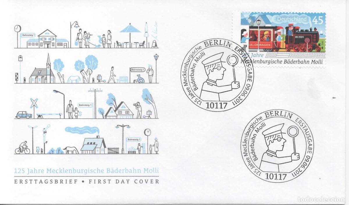 Sellos: ALEMANIA FDC BERLIN BADERBHAN FERROCARRIL RAILWAY