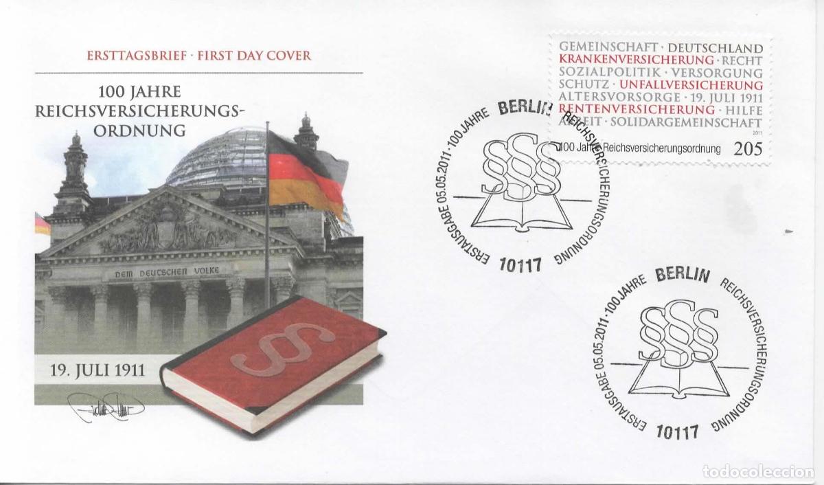 Sellos: ALEMANIA FDC BERLIN 100 JAHRE REICHSVERSICHERUNGS ORDNUNG