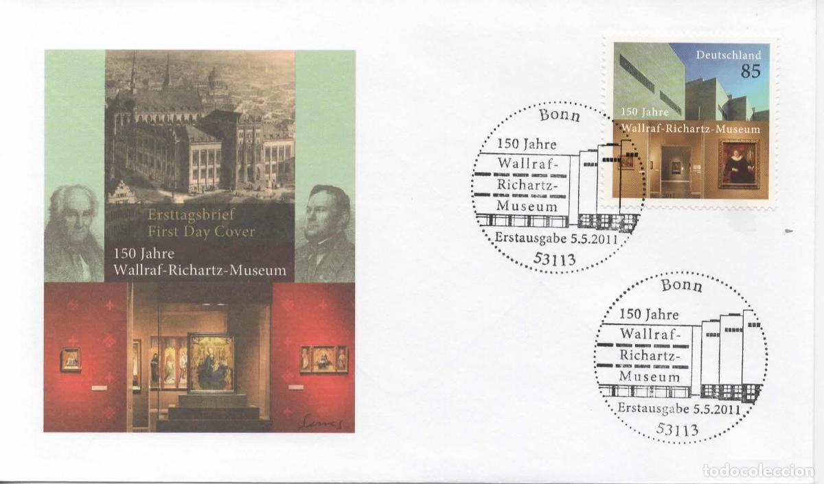 Sellos: ALEMANIA FDC BONN 150 JAHRE WALLRAF RICHARTZ MUSEUM COLONIA KOLN