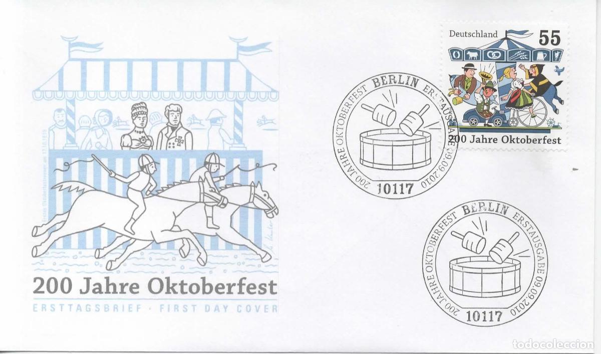 Sellos: ALEMANIA FDC BERLIN 200 JAHRE OKTOBERFEST MUSICA BICICLETA CERVEZA BEER