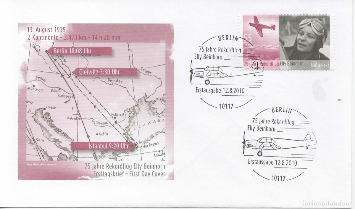 Sellos: ALEMANIA FDC BERLIN ELLY BEINHORN AVION PLANE