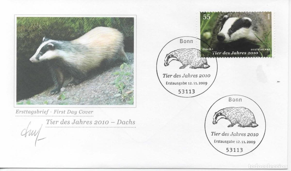 Sellos: ALEMANIA FDC BONN FAUNA MAMIFERO DACHS TEJON