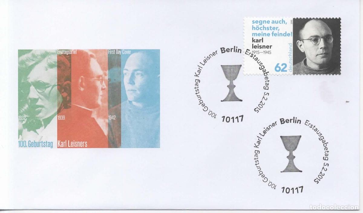 Sellos: ALEMANIA FDC BERLIN KARL LEISNER WW2 DACHAU RELIGION
