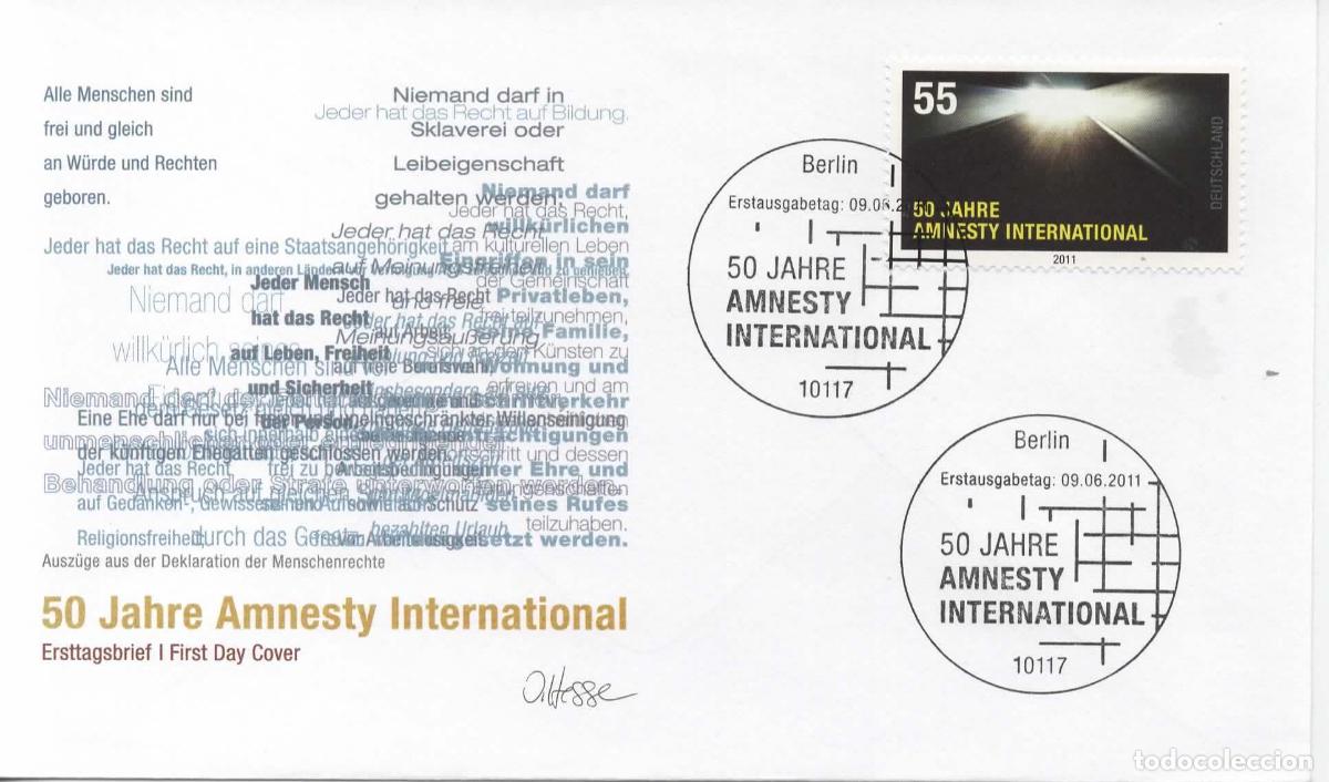 Sellos: ALEMANIA FDC BERLIN AMNISTIA INTERNACIONAL AMNESTY INTERNATIONAL