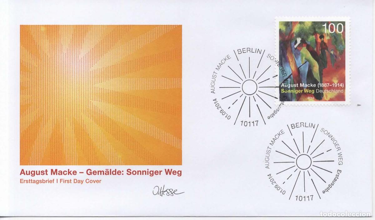 Sellos: ALEMANIA FDC BERLIN SONNIGER WEG MACKE ARTE PINTURA IMPRESIONISTA