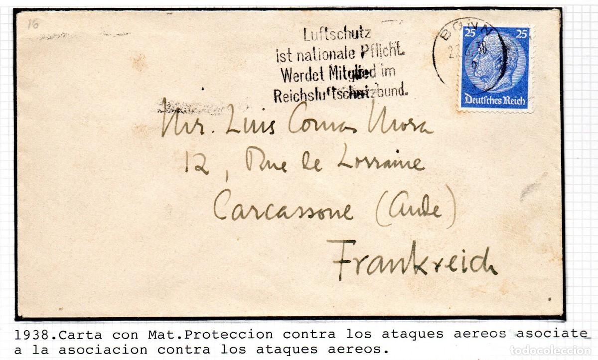 Sellos: ALEMANIA TERCER REICH. 1938 . SOBRE SCARCASSONE. MATASELLOS CONMEMORATIVO.