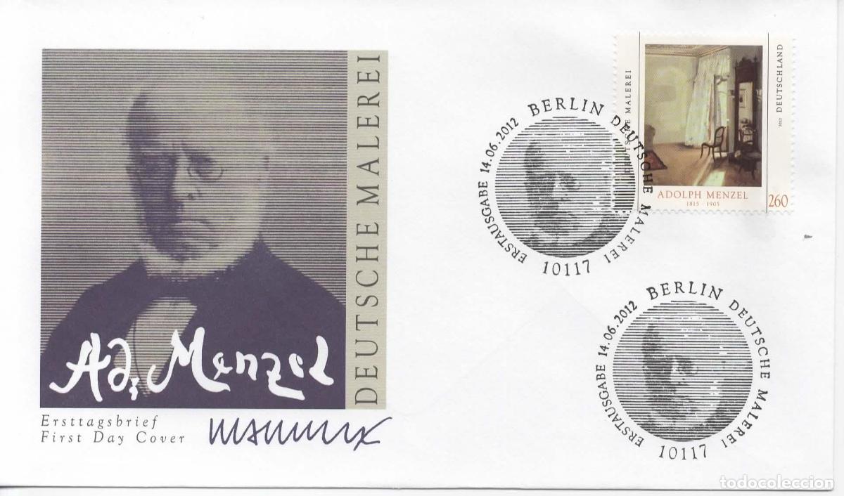 Sellos: ALEMANIA FDC BERLIN ADOLPH MENZEL ARTE PINTURA