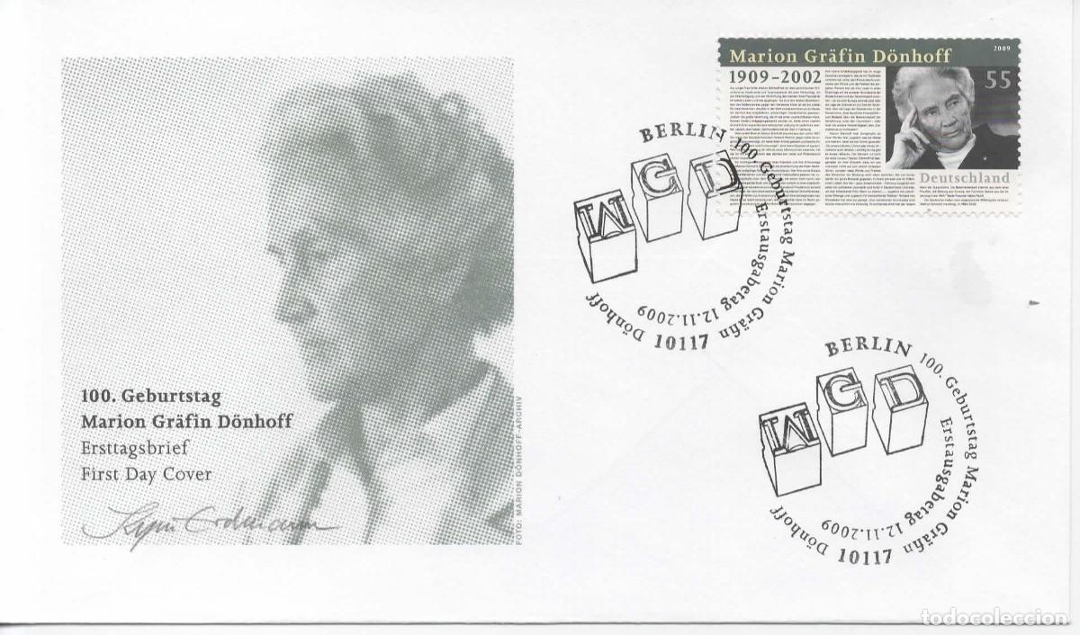 Sellos: ALEMANIA FDC BERLIN MARION GRAFIN DONHOFF PRENSA PRESS PERDIODISTA NAZISMO