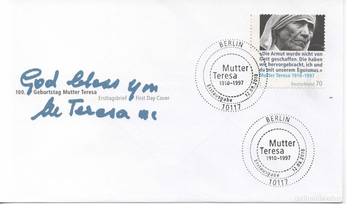 Sellos: ALEMANIA FDC BERLIN MADRE TERESA DE CALCUTA PREMIO NOBEL DE LA PAZ PEACE