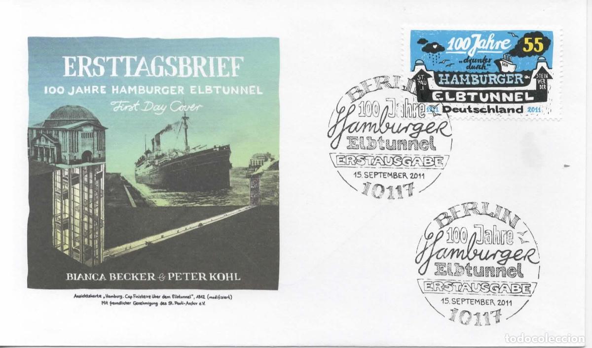 Sellos: ALEMANIA FDC BERLIN HAMBURGER ELBNTUNNEL INGENIERIA TRANSPORTE