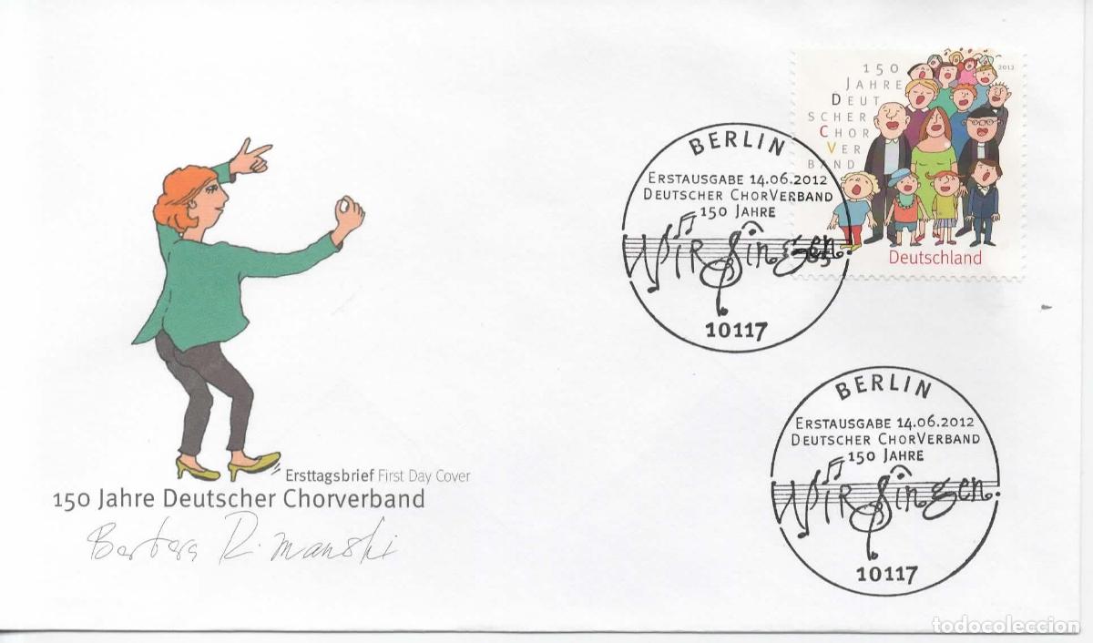 Sellos: ALEMANIA FDC BERLIN CHORVERBAND MUSICA CORO CANCION SONG