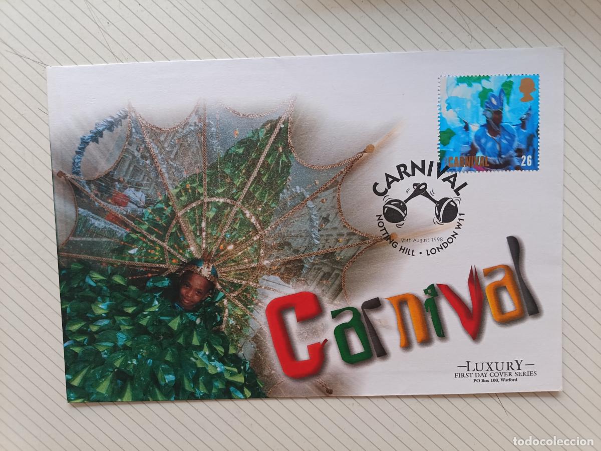 Francobolli: Reino Unido. Sobre primer d&iacute;a de lujo. LUXURY FIRST DAY COVER. CARNAVAL, CARNIVAL LONDON 1998