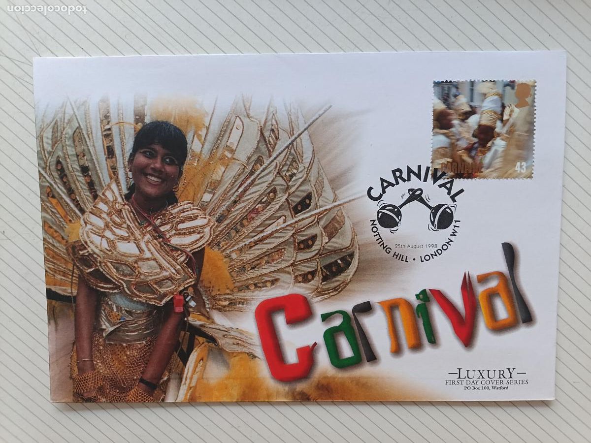Francobolli: Reino Unido. Sobre primer d&iacute;a de lujo. LUXURY FIRST DAY COVER. CARNAVAL, CARNIVAL LONDON 1998