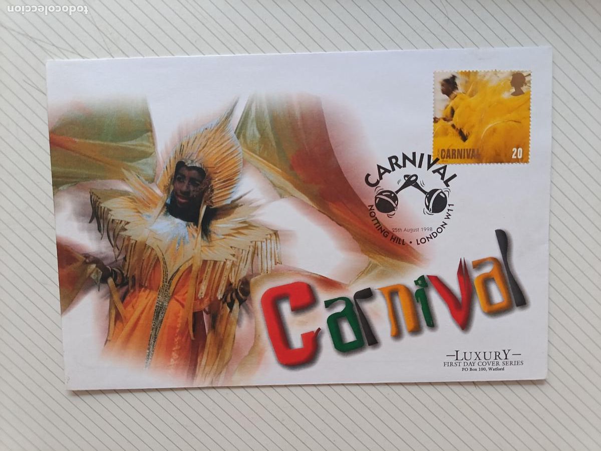 Francobolli: Reino Unido. Sobre primer d&iacute;a de lujo. LUXURY FIRST DAY COVER. CARNAVAL, CARNIVAL LONDON 1998