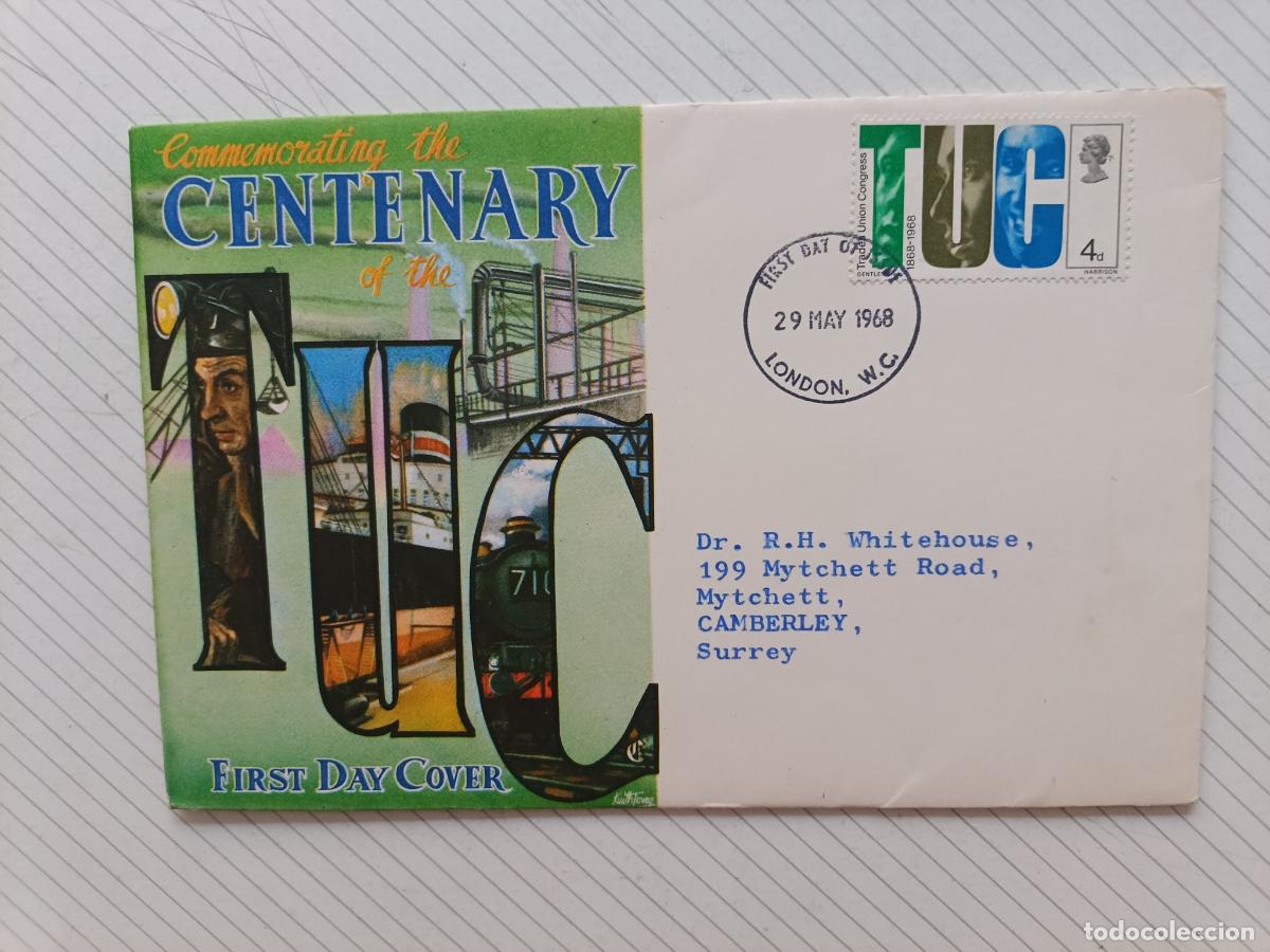 Sellos: Reino Unido. Sobre Primer D&iacute;a TUC 1968 FDC