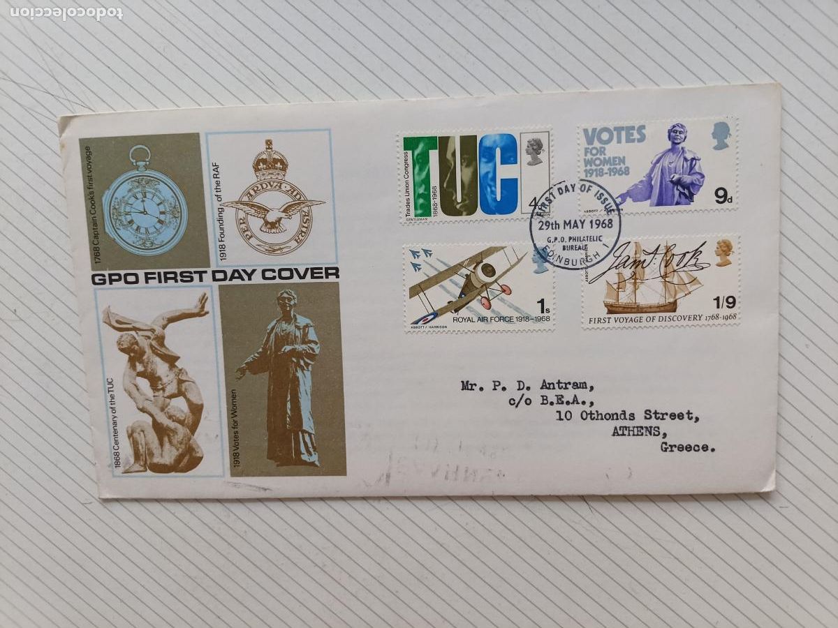 Sellos: Reino Unido. Primer D&iacute;a. FDC 1968