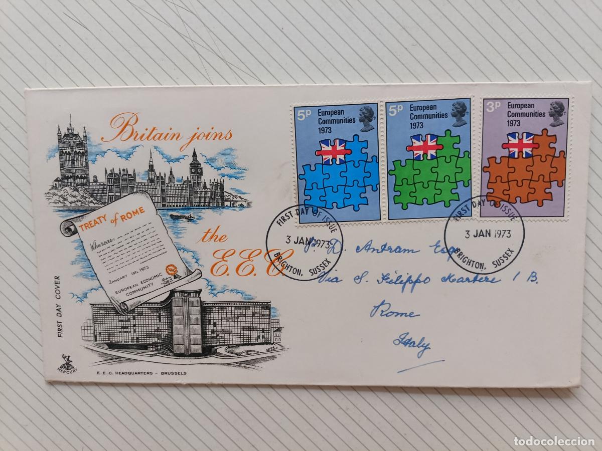 Sellos: GPO FIRST DAY COVER, Reino Unido. Primer D&iacute;a. FDC, CEE 1973