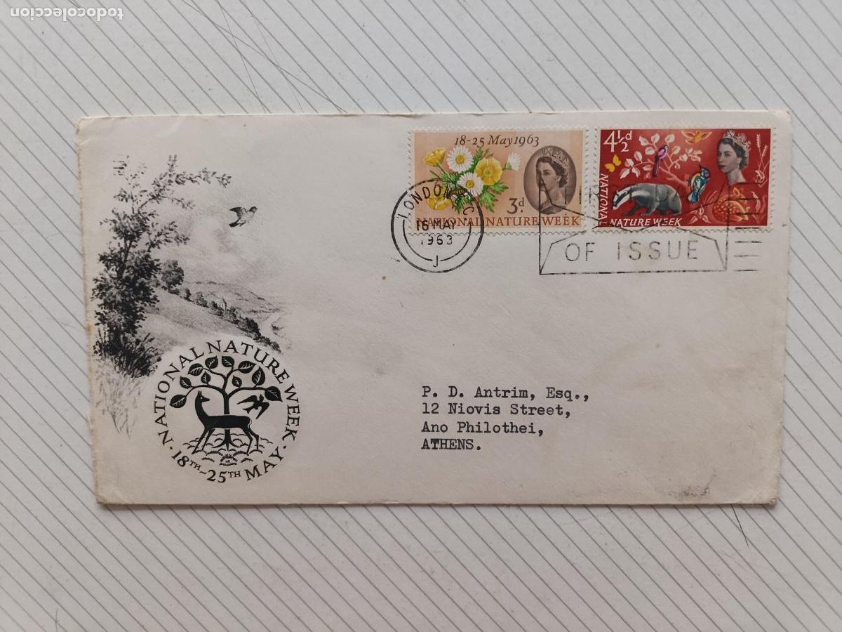 Sellos: GPO FIRST DAY COVER, Reino Unido. Primer D&iacute;a. FDC, Naturaleza, circulado, 1963