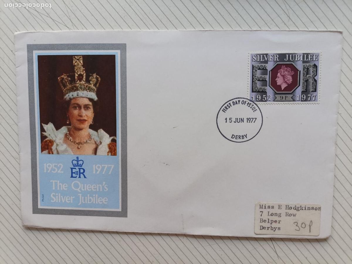 Sellos: FIRST DAY OF ISSUE, Reino Unido. Primer D&iacute;a. FDC, Silver Jubilee 1977