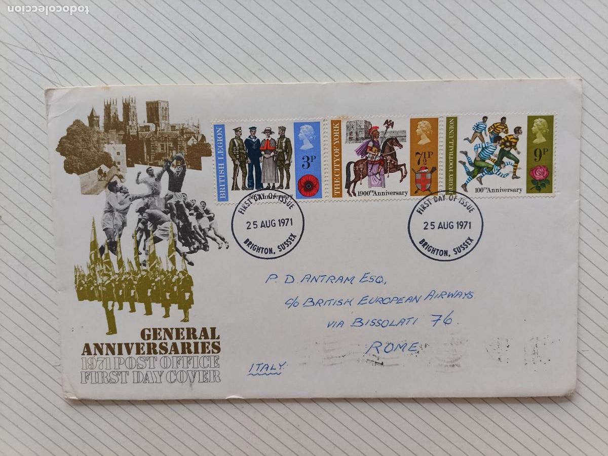Sellos: FIRST DAY OF ISSUE, Reino Unido. Primer D&iacute;a. FDC, circulado 1971
