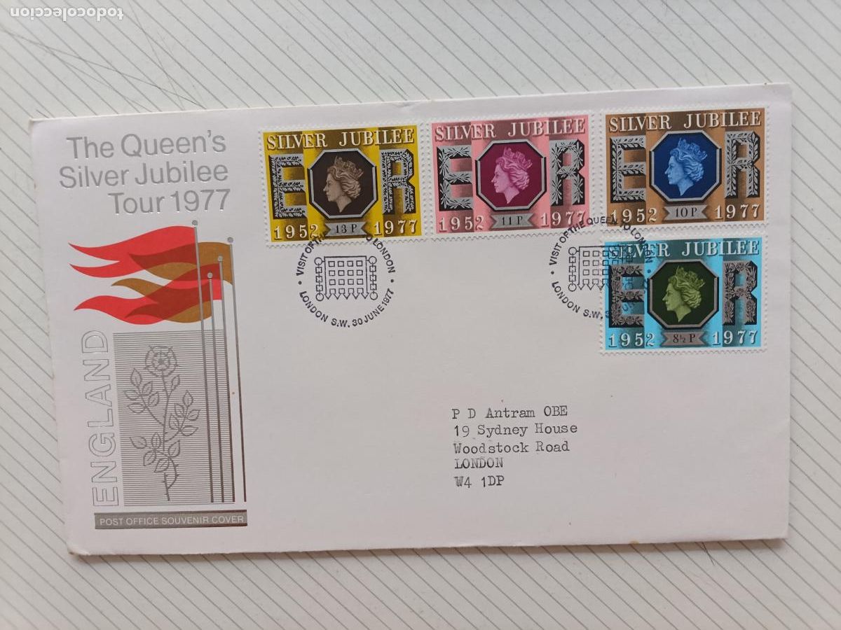 Sellos: FIRST DAY OF ISSUE, Reino Unido. Primer D&iacute;a. FDC, Silver Jubilee 1977