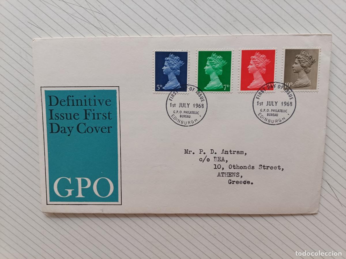 Sellos: GPO FIRST DAY OF ISSUE, Reino Unido. Primer D&iacute;a. FDC, 1968