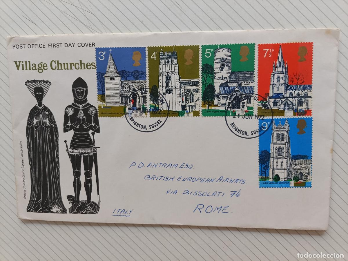Briefmarken: GPO FIRST DAY OF ISSUE, Reino Unido. Primer D&iacute;a. Village Churches