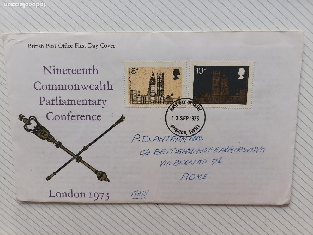 Briefmarken: GPO FIRST DAY OF ISSUE, Reino Unido. Primer D&iacute;a. Parliamentary Conference 1973
